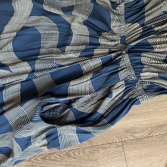 Dress Forum Los Angeles Dress Boho Hippie Wrap Blue And White V-neck Maxi Sz S - Picture 11 of 14